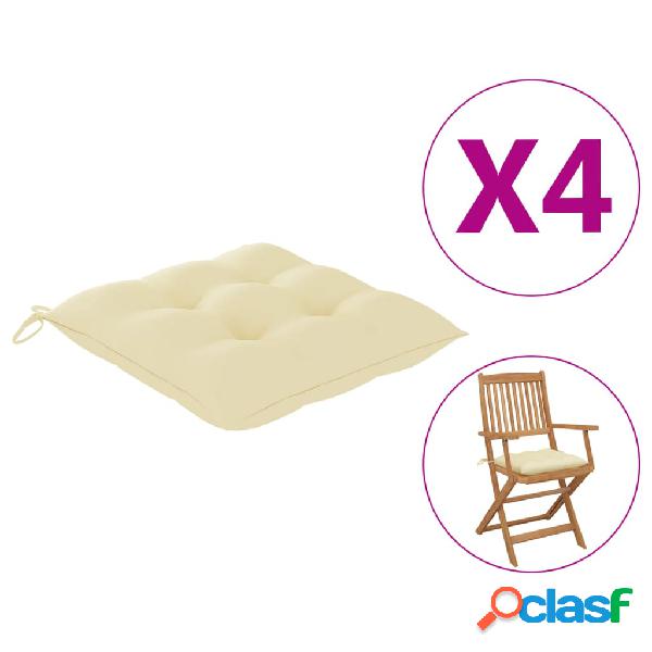 vidaXL Cuscini per Sedie 4 pz Bianco Crema 40x40x7 cm in