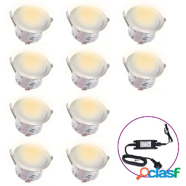 vidaXL Faretti Carrabili a LED 10 pz Bianco Caldo