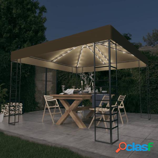 vidaXL Gazebo con Luci LED a Stringa 3x3 m Grigio Talpa