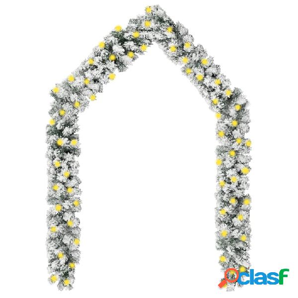 vidaXL Ghirlanda Natalizia con Luci a LED e Neve Verde 5 m