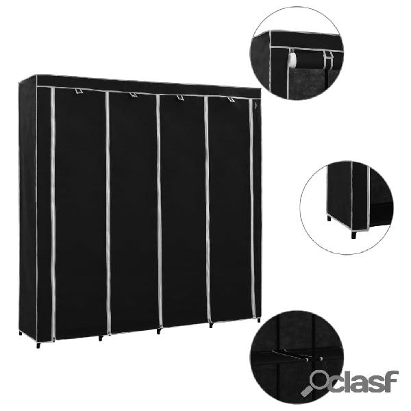 vidaXL Guardaroba con 4 Scomparti Nero 175x45x170 cm