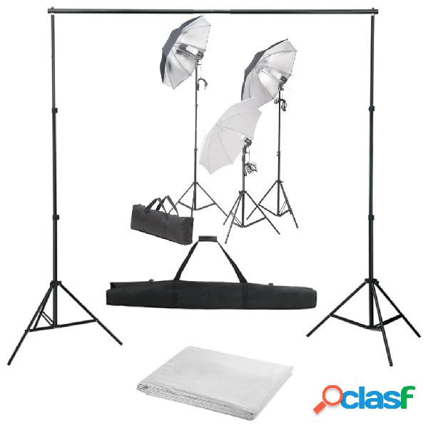 vidaXL Kit Studio Fotografico con Set Luci e Fondale