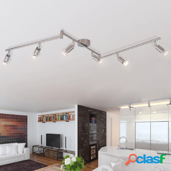 vidaXL Lampada da Soffitto con 6 Faretti a LED in Nichel