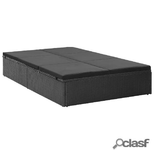 vidaXL Lettino Prendisole Doppio con Cuscino in Polyrattan