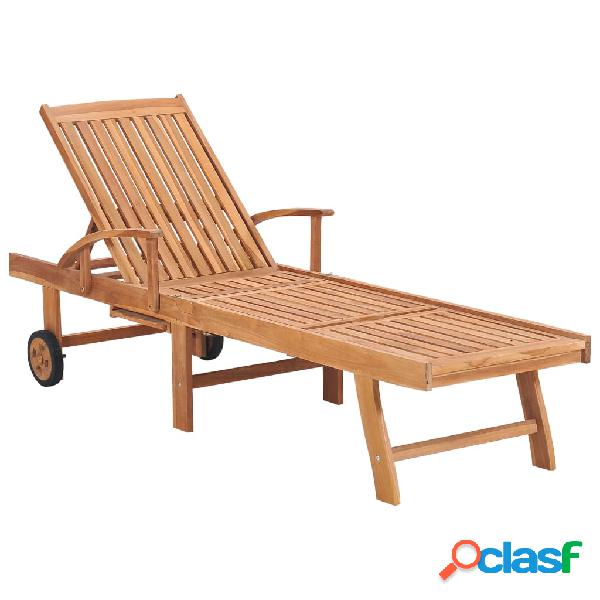 vidaXL Lettino Prendisole in Legno Massello di Teak
