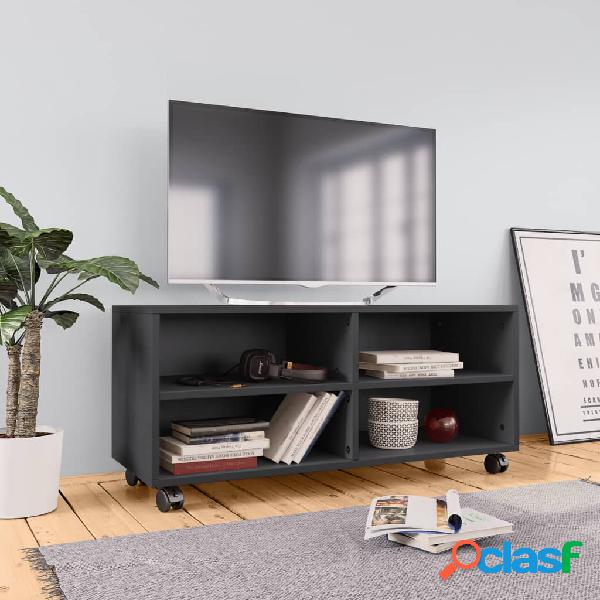 vidaXL Mobile TV con Ruote Grigio 90x35x35 cm in Truciolato