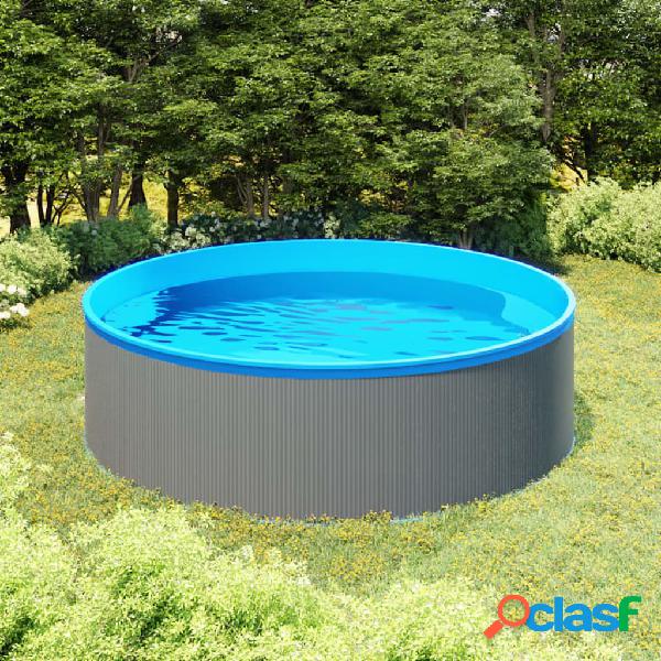 vidaXL Piscina Fuori Terra 350x90 cm Grigio