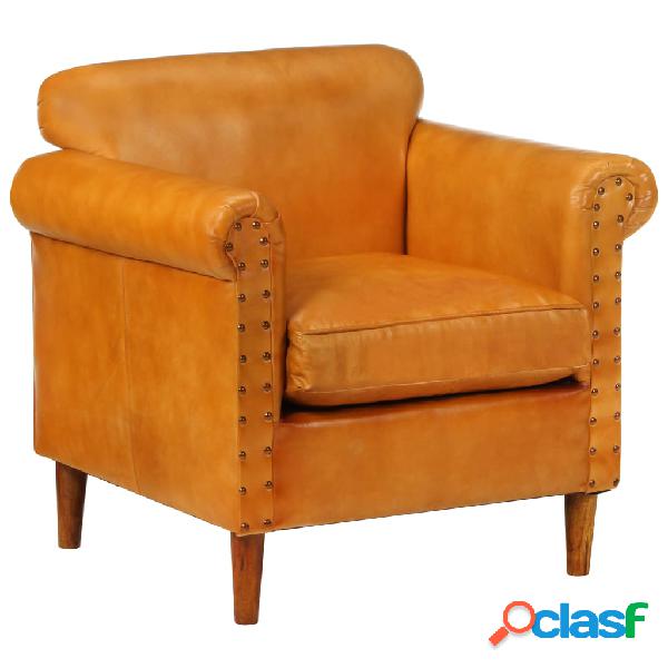 vidaXL Poltrona Marrone Chiaro in Vera Pelle