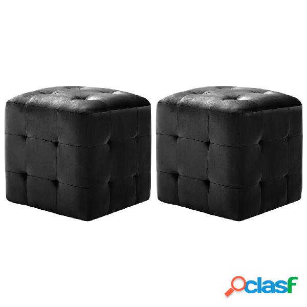 vidaXL Pouf 2 pz Nero 30x30x30 cm in Velluto