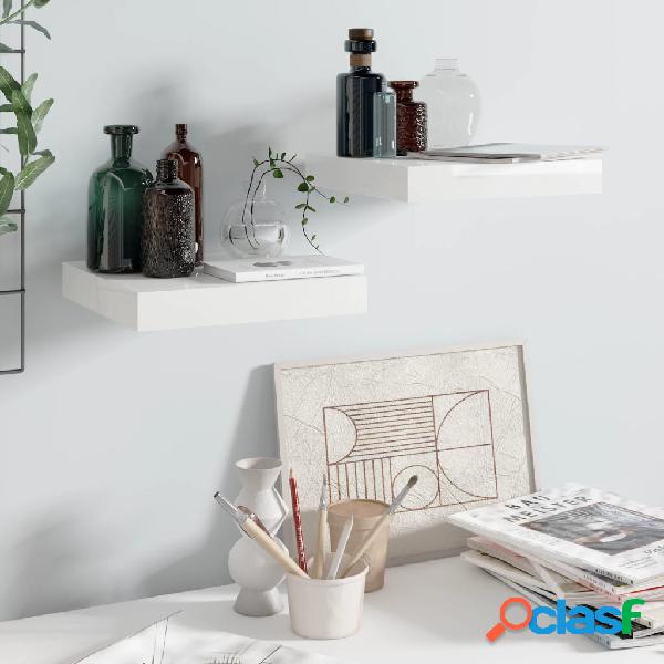 vidaXL Scaffali a Parete 2 pz Bianco Lucido 23x23,5x3,8 cm