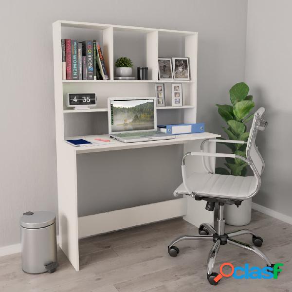vidaXL Scrivania con Mensole Bianca 110x45x157 cm in