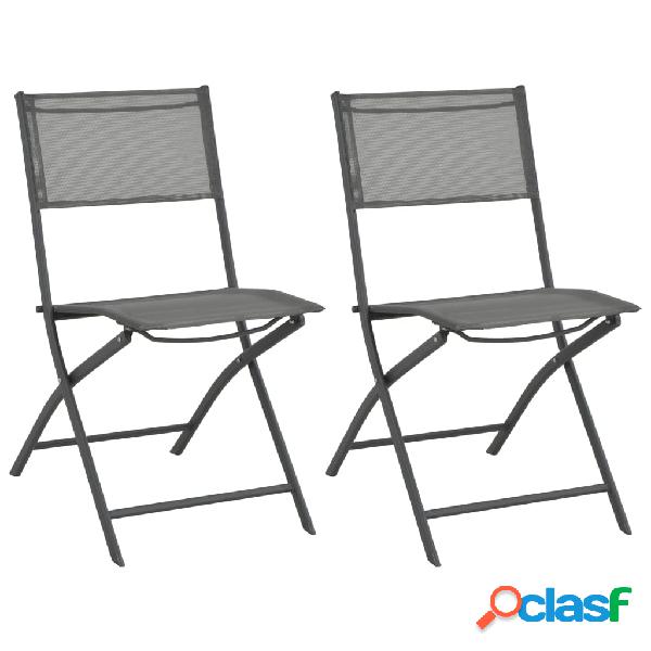 vidaXL Sedia da Giardino Pieghevole 2 pz in Acciaio e