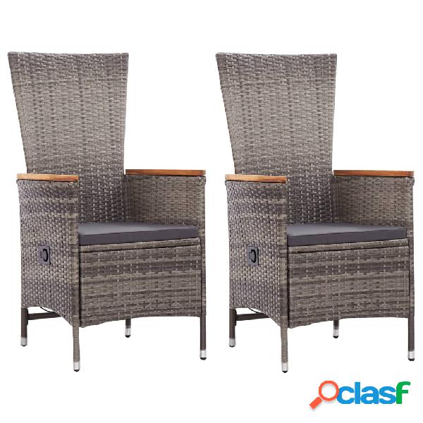 vidaXL Sedie da Esterno 2 pz con Cuscini in Polyrattan