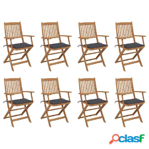 vidaXL Sedie da Giardino Pieghevoli 8 pz con Cuscini