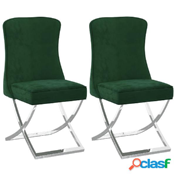 vidaXL Sedie da Pranzo 2 pz Verde Scuro 53x52x98 cm in