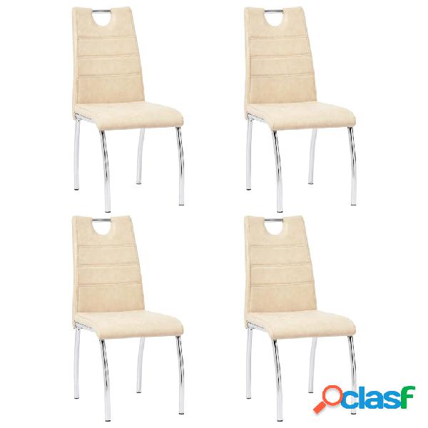 vidaXL Sedie da Pranzo 4 pz Crema in Similpelle