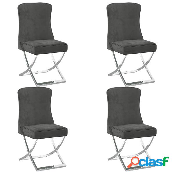vidaXL Sedie da Pranzo 4 pz Grigie 53x52x98 cm in Velluto e