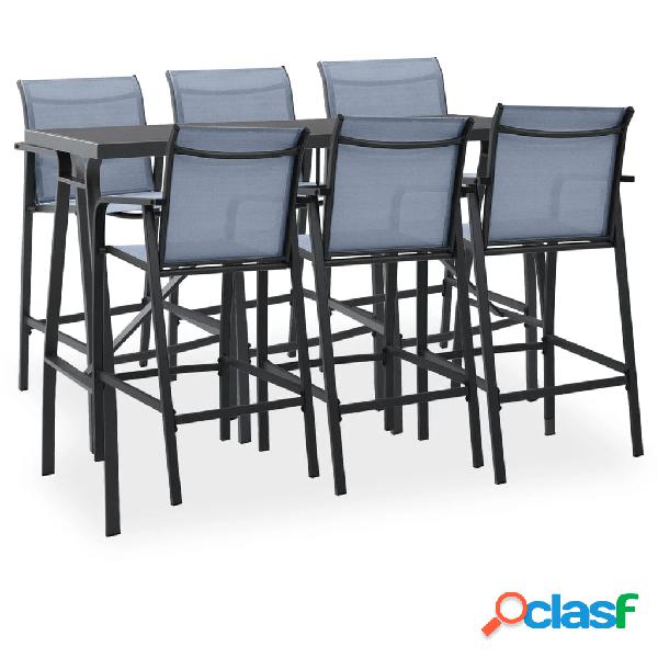 vidaXL Set Bar da Giardino 7 pz Nero e Grigio