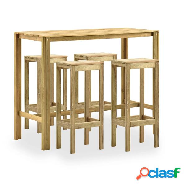 vidaXL Set Bistrò da Giardino 5 pz in Legno di Pino