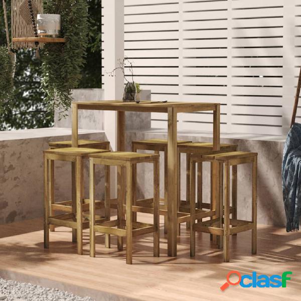 vidaXL Set Bistrò da Giardino 7 pz in Legno di Pino