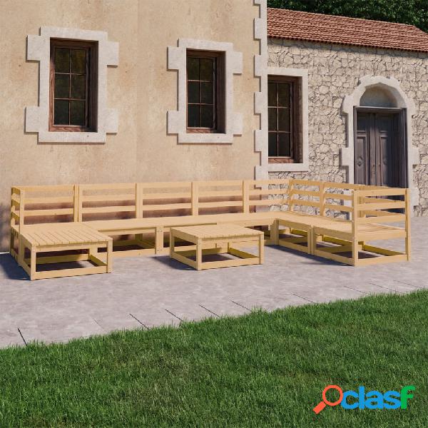 vidaXL Set Divani da Giardino 9 pz in Legno Massello di Pino