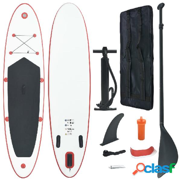 vidaXL Set Tavola da SUP e Surf Gonfiabile Rosso e Bianco