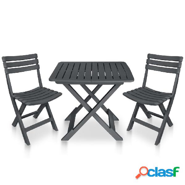 vidaXL Set da Bistrot 3 pz Pieghevole in Plastica Antracite