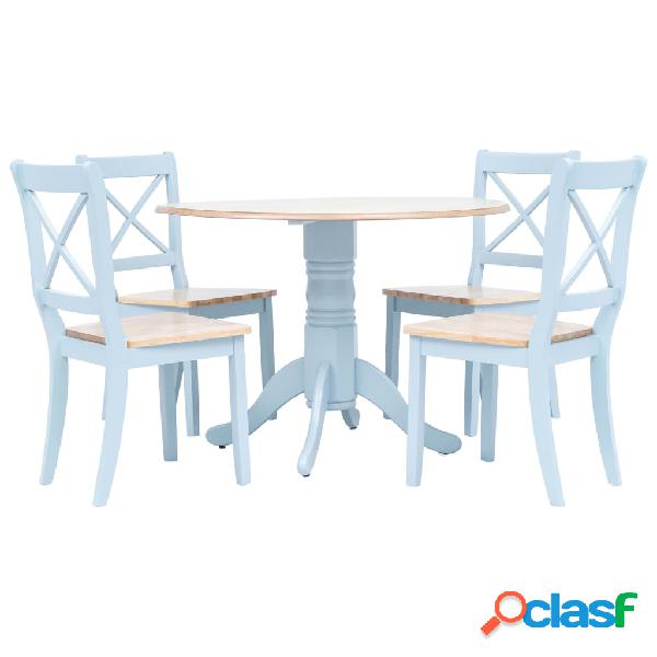 vidaXL Set da Pranzo 5 pz in Legno Massello di Hevea Grigio