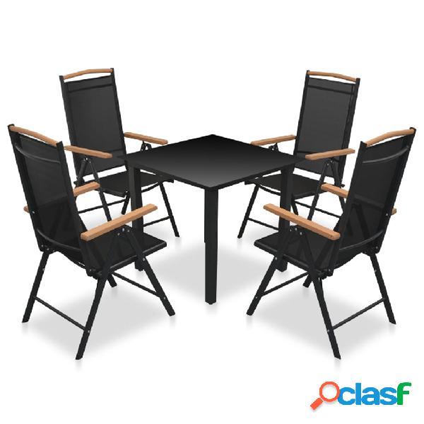vidaXL Set da Pranzo da Giardino 5 pz Sedie Pieghevoli