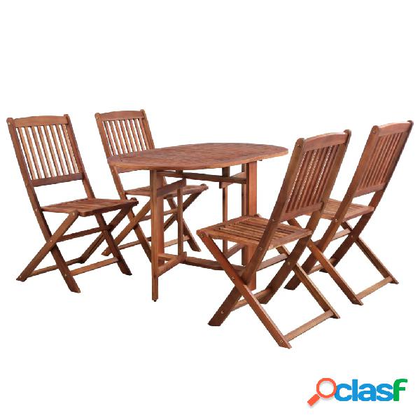 vidaXL Set da Pranzo da Giardino 5 pz in Legno Massello di