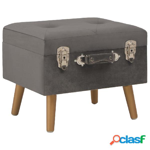 vidaXL Sgabello con Contenitore 40 cm in Velluto Grigio
