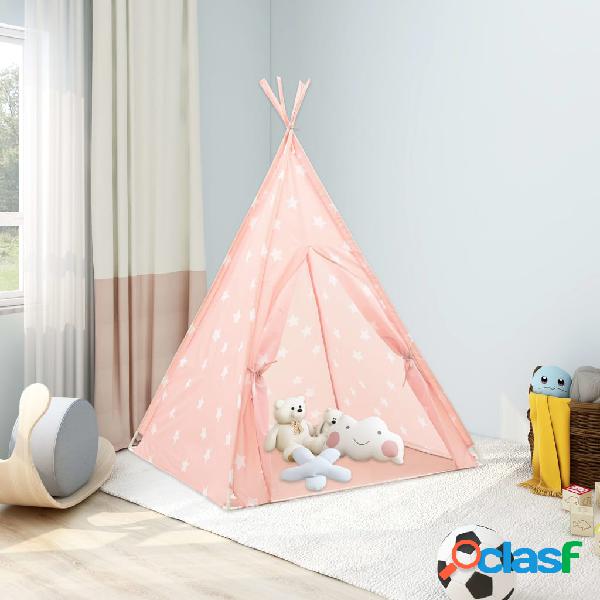 vidaXL Tenda Tipi Bambini con Borsa Rosa in Poliestere