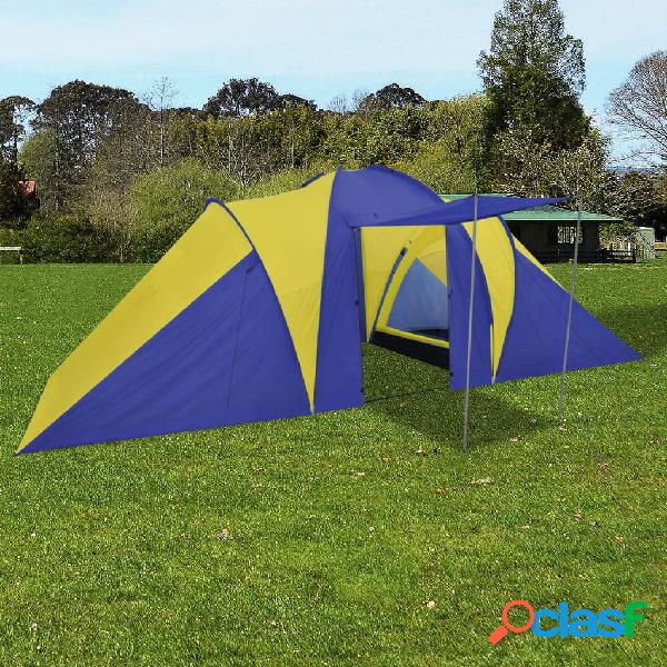 vidaXL Tenda da Campeggio per 6 Persone Blu/Giallo