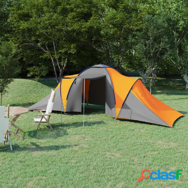 vidaXL Tenda da Campeggio per 6 Persone Grigia e Arancione