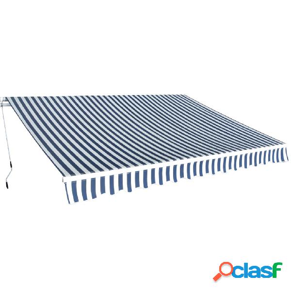 vidaXL Tenda da Sole Manuale Pieghevole 350 cm Blu e Bianco