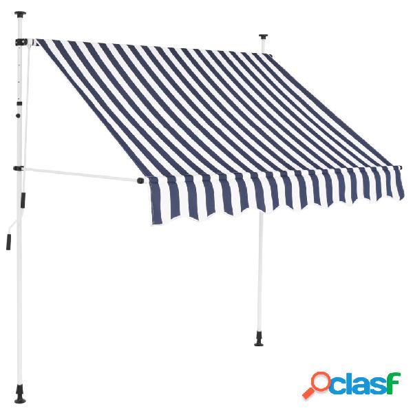 vidaXL Tenda da Sole Retrattile Manuale 200 cm a Strisce Blu