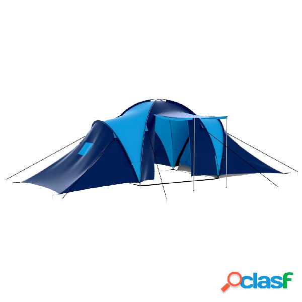 vidaXL Tenda da campeggio in tessuto per 9 persone blu e blu