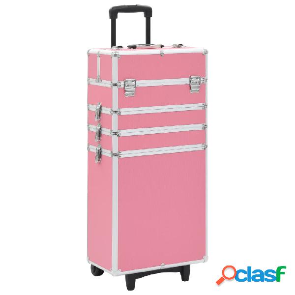 vidaXL Valigia Trolley per Cosmetici Alluminio Rosa