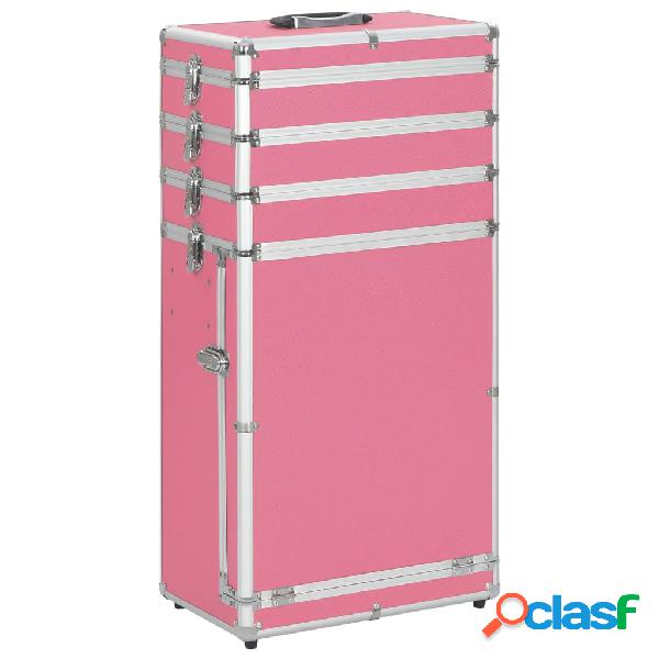 vidaXL Valigia Trolley per Cosmetici in Alluminio Rosa