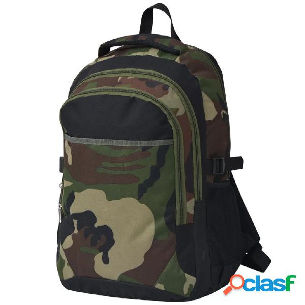 vidaXL Zaino da Scuola 40L Nero e Mimetico