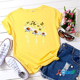 women daisy butterfly graphic t-shirts faith hope love