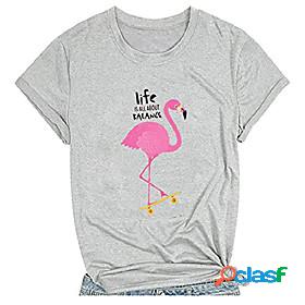 womens funny flamingo t-shirts running team round neck