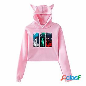 womens hoodie my hero academia cute cat ears cropped hoodie