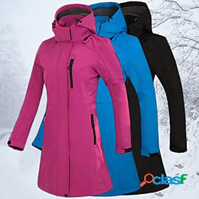 women's long waterproof soft shell jacket winter skiing