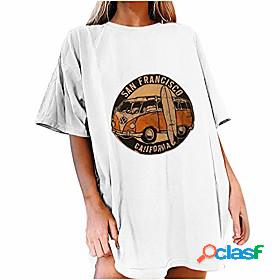 womens vintage oversized graphic summer tee car print drop