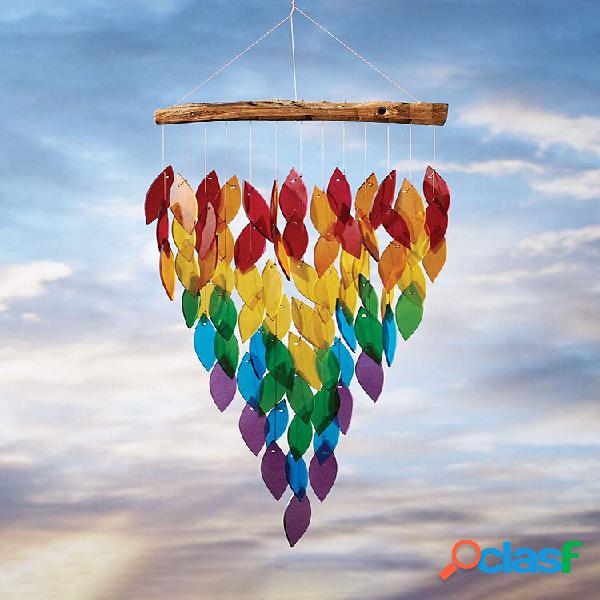 1 PC Arcobaleno Colore Foglia Campanelli eolici Ornamenti