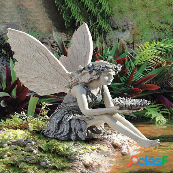 1 PC Statua di fata Arte del giardino Mangiatoia per uccelli