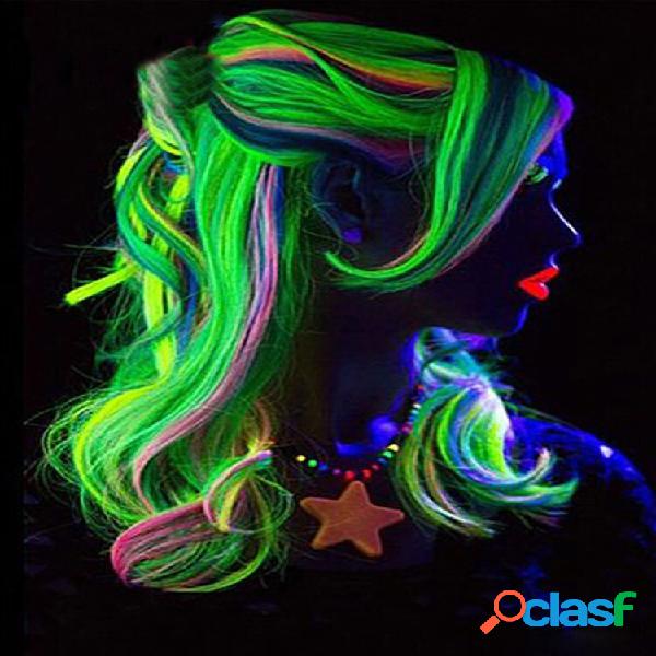 11 colori luminosi lunghi rettilinei Parrucca Halloween