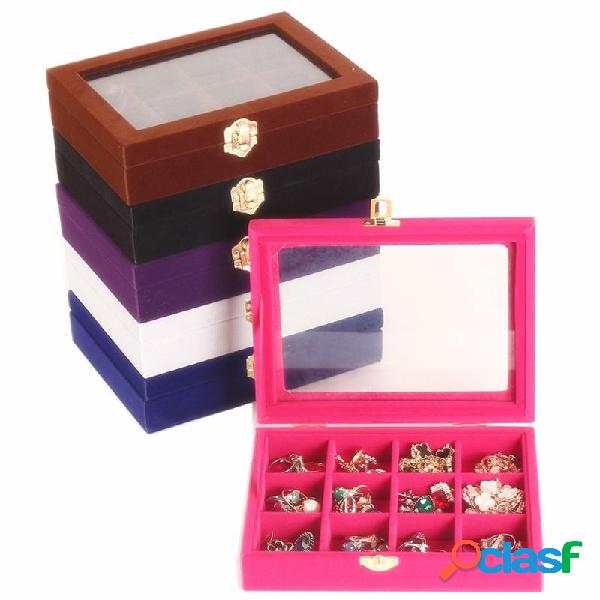 12 Grids Jewelry Scatola Velvet Storage Organizzatore
