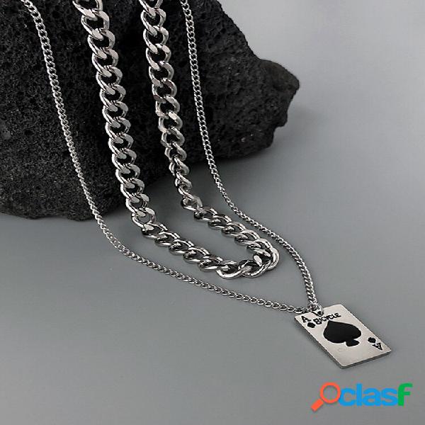 1/2 Pcs Trendy Fashion Hip-Hop Multi-strati Poker Spade Ace